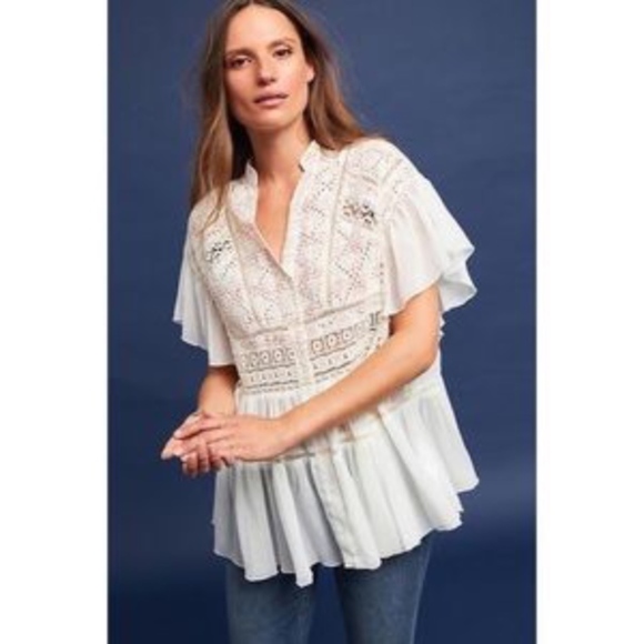 Akemi Kin Anthro Lindy Popover Eyelet Embroidered - Picture 4 of 5